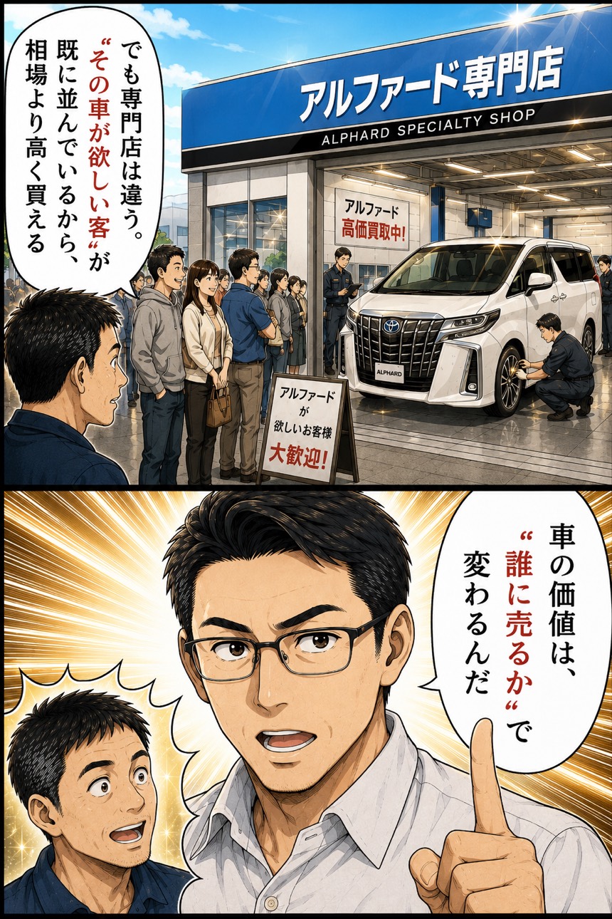 専門店にはその車が欲しい客が並んでいるから相場より高く買える